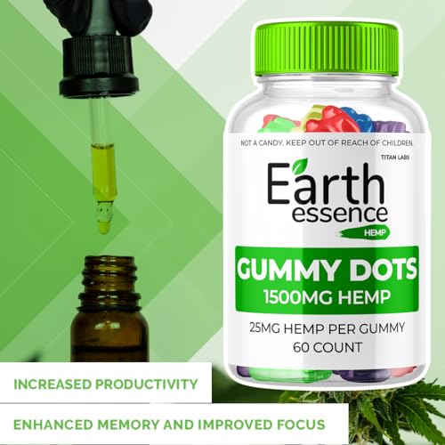 (2 Pack) Earth Essence Gummies, Earth Essence Gummy Dots, Earth Essence Hemp Gummies Supplement